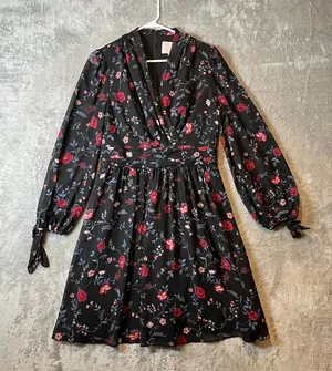 Gal Meets Glam Black Cherry Floral Mini Dress Size 6‎ Flowers Romantic thumbnail 1