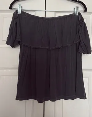American Eagle Off-The-Shoulder Top Dark Grey  thumbnail 1
