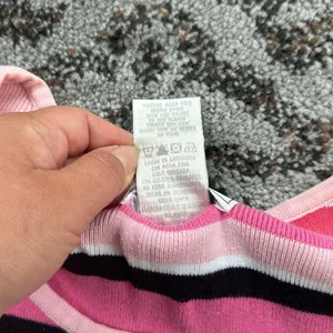 Vintage United States Sweaters Striped Knit Tank Top Pink Large thumbnail 3