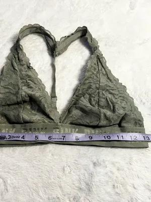 VS PINK Olive Green Lace T-Back Bralette Size Medium Wireless Comfort Bra thumbnail 8