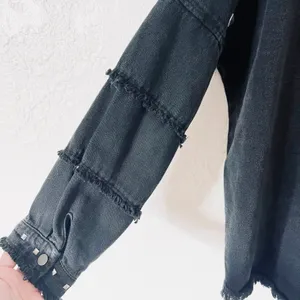 ZARA | Studded Denim Black Fringe Raw Hem Jacket thumbnail 8