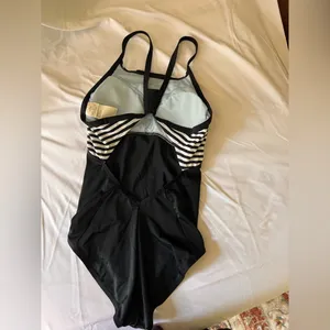 Nike Black and White Striped One-Piece Swimsuit thumbnail 3