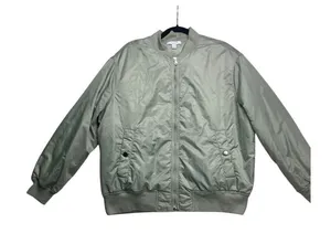Ann Taylor Weekend Bomber Jacket Womens Medium Sage‎ Green Lightweight thumbnail 1