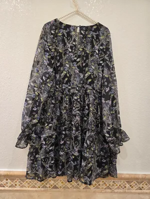 Mini Lurex Chiffon Tiered Dress Floral Black 2X NWT thumbnail 4