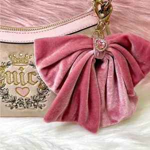 Juicy Couture New Coquette Dusty Rose Velour Bow for Bag/Purse/Tote thumbnail 3