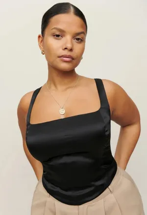 Reformation black Sorrento Silk Top thumbnail 1
