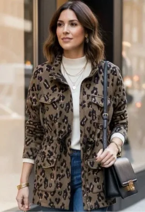 Anthropologie Tabitha Leopard Print Utility Jacket Women’s Sz S Safari Military thumbnail 1