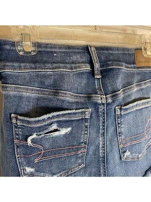 NEW American Eagle Outfitters Blue Distressed Ripped Jean Shorts Size 0 thumbnail 6