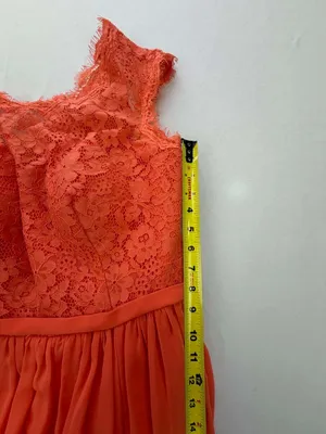 Azazie Tangerine Orange Lace Bodice Chiffon Skirt High-Low Bridesmaid Dress thumbnail 8