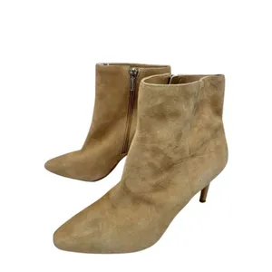 Vince Camuto Boots Size 8 Leather Womens Tan Almond Toe‎ Side Zip Ankle Booties thumbnail 3