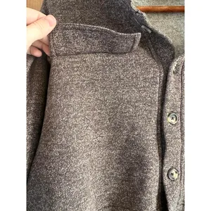 Double Zero Cropped Button Up Long Sleeve Shacket Sweater Heathered Brown Large thumbnail 5