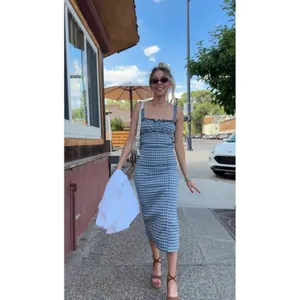 FREE PEOPLE Lucinda Plaid Midi Dress in Blue Combo Size X-Small thumbnail 11