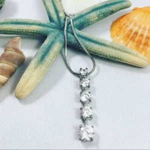 MM BOUTIQUE Silver Color 5 Tier Graduated Cubic Zirconia Pendant thumbnail 1