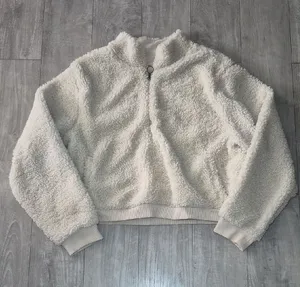 Lucky Brand Ivory Sherpa Half-Zip Pullover Soft Fuzzy Cozy thumbnail 1