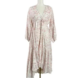 Free People Ethereal Dainty Cottage Pappiet Midi Dress Maxi Top Size Medium thumbnail 4