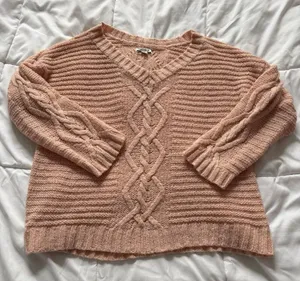 American Eagle Sweater Oversized Womens Medium V Neck Knit Pink Wool‎ Blend thumbnail 1