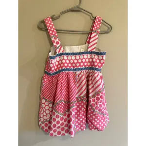 Tibi New York Pink Polka Dot Stripe Silk Cotton Nautical Babydoll Camisole Top 0 thumbnail 3