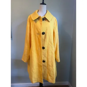 Boden Yellow Textured Tweed Coat colorful Button 14 preppy Y2K retro bright whim thumbnail 10