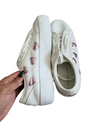 SINCERELY JULES Tag Pink White Heart Print Sneakers Size 8.5 thumbnail 7