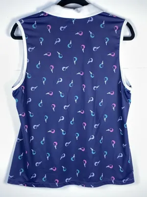 Lillie Green Womens Large Golf Polo Shirt Navy Blue Sleeveless Performance thumbnail 7