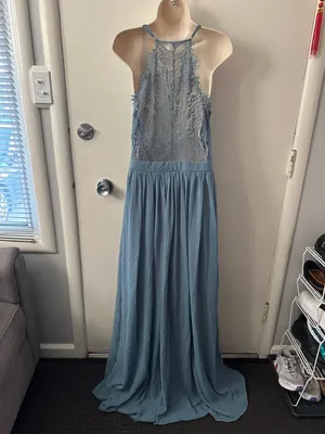 Lulu's Dusty Blue Spaghetti Strap Maxi Dress thumbnail 3