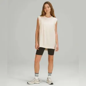 Lululemon White Opal Modal Pleated Shoulder Sleeveless Athletic Tank Top thumbnail 2