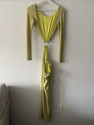 Meshki Christina Backless Maxi Wrap Dress in Green Shimmer NWT thumbnail 6