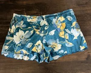 Stars Above Dark Teal Floral PJ Shorts thumbnail 1