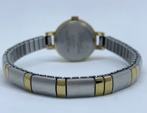 Carriage by timex 22mm ladies gold silver watch white dial size 6.5” w/battery thumbnail 4