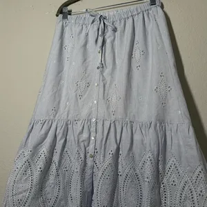 100% Cotton Cottagecore blue & white skirt | Fairycore skirt thumbnail 3
