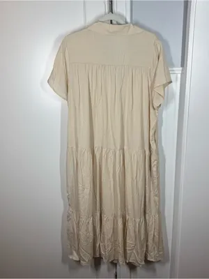 Withblack‎ ginger short sleeve midi dress size xl in cream minimalist quiet luxe thumbnail 7