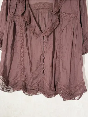 Free People Women’s Isn’t She Lovely Tunic Top Sheer Boho in Chocolate Lava M thumbnail 5