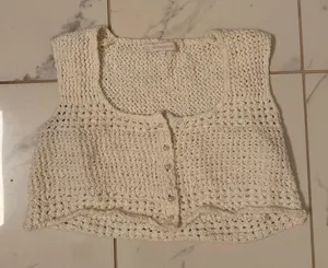 Cropped Eyelet Sweater thumbnail 1