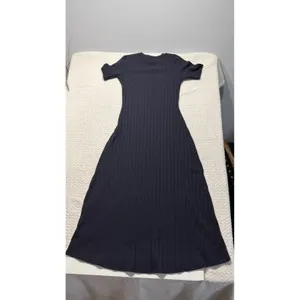Zara Womens Navy Blue Ribbed Short Sleeve Maxi Dress 4174/653/401 Size S NWT thumbnail 2