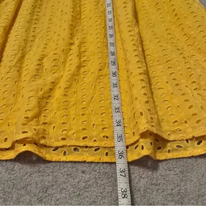 Women’s Yellow Eyelet V-Neck Mini Dress thumbnail 10