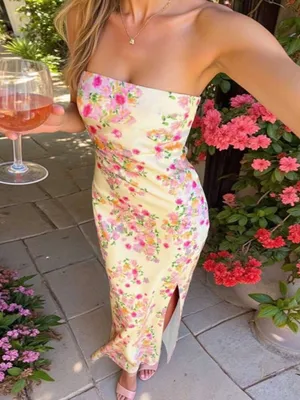 Strapless Floral Shein Dress thumbnail 1