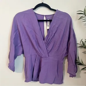 Diane Von Furstenberg Twist Front‎ Open Back Wrap Top In Lilac thumbnail 2