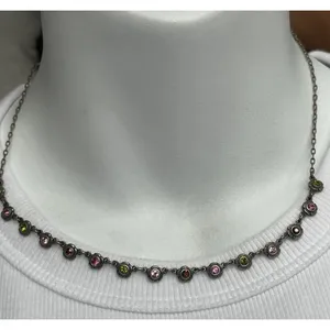 La Vie Parisienne France Flower Station Necklace Multi-colored VTG 16” thumbnail 2