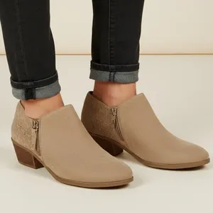Dr. Scholl's Brief Women's‎ Ankle Booties 8M Taupe Suede Side Zip Memory Foam thumbnail 1