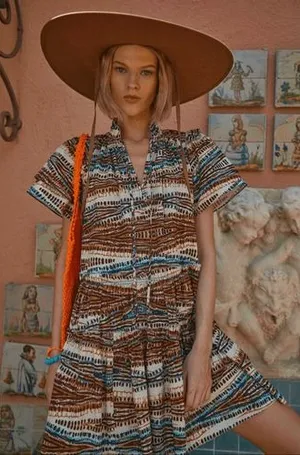 Hunter Bell Jenkins Dress Womens Brown Tribal Tiered Mini Size S thumbnail 1