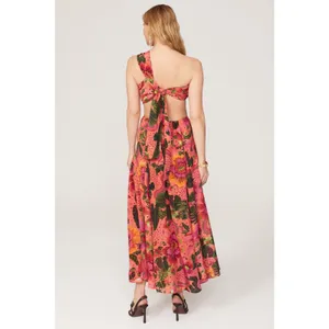 Farm Rio Blooming Garden Floral Print One Shoulder Cut Out Cocktail Maxi Dress M thumbnail 2