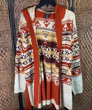 Wrangler Retro Southwestern Print Hooded Knit Cardigan with Belt Size XL thumbnail 1