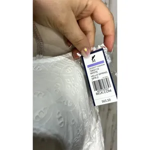 NWT Crown & Ivy Women's‎ Medium White Eyelet Peplum Blouse 3/4 Flare Sleeve thumbnail 5