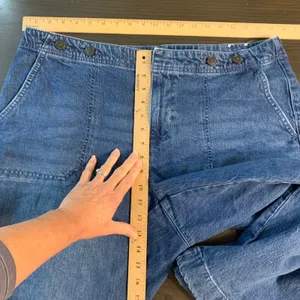 Talbots Wide Leg Crop Jeans Cora Wash Blue Denim Womens 16W High Rise Minimalist thumbnail 8