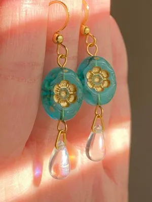 quality Czech glass beads fairy chic dangle earrings💐 thumbnail 7