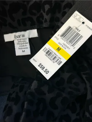 Bar III Black & Gray Leopard Print Women’s Leggings MD NWT thumbnail 6