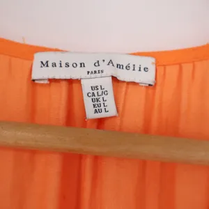 Maison d'Amélie Orange Cap Sleeve V-Neck Henley Blouse Size L thumbnail 3