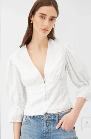 Rebecca Taylor La Vie Leaf Embroidered Cotton Top nwt $195 extra large XL corset thumbnail 2