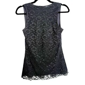 CDW Creative Design Vintage 90s Y2K Babydoll Lace Sleeveless Blouse Black Small thumbnail 2