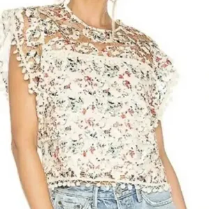 Revolve‎ Tularosa Kennedy Top in Rainbow Lace Blouse Size Small Cream/Mul… thumbnail 1